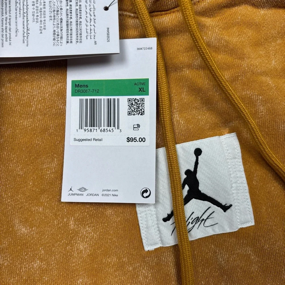 Jordan Essentials Mens Fleece Hoodie Gold Acid Wash DR3087-712 XL